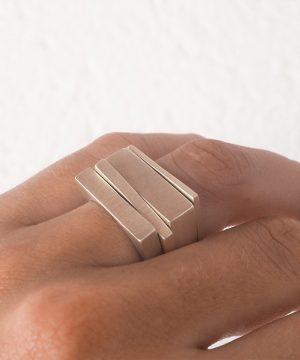 Geometric Silver Stacking Rings