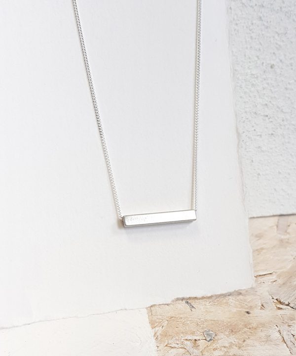 Geometric single bar silver necklace