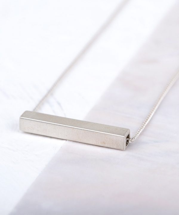 Geometric Single Bar Silver Necklace