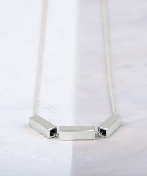 Silver Triple Bar Geometric Necklace