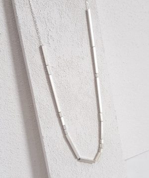 Geometric Silver Necklace 30"
