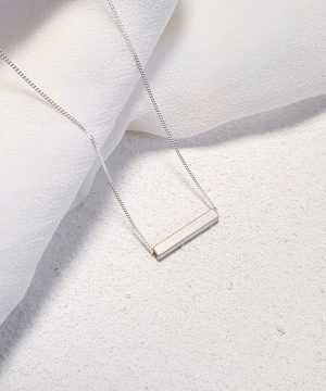 Geometric Single Bar Silver Necklace