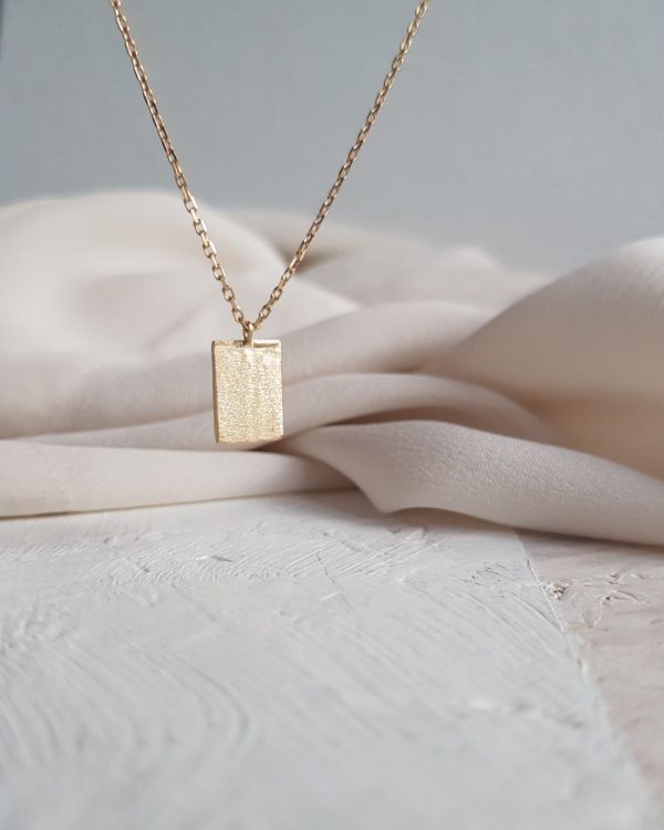 Single Medium Gold Chime Necklace with Textured Tags