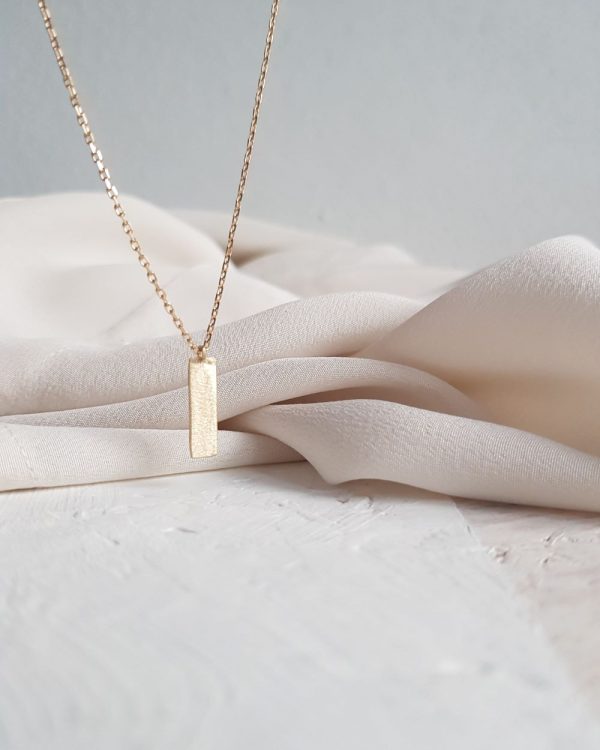 Single Small Gold Chime Necklace with Textured Tags