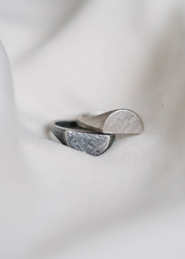 Textured-Signet-Rings-Silver-Slate-Semi-Circle-Chloe-Solomon